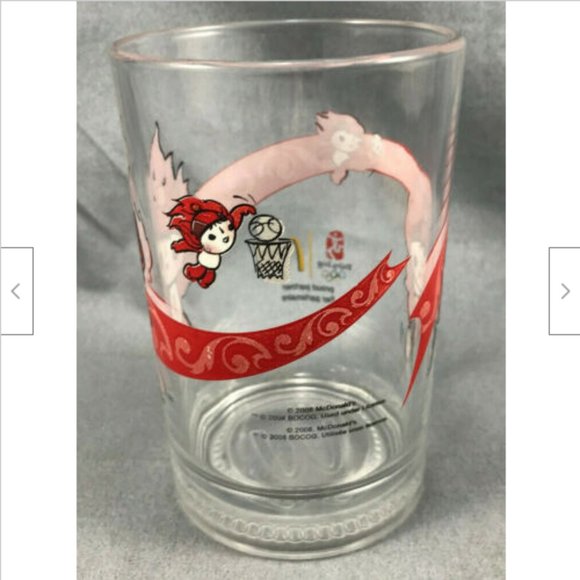 2008 McDonalds Beijing Olympics Red HuanHuan Cycling 16 oz Glass Collectable - Picture 5 of 9